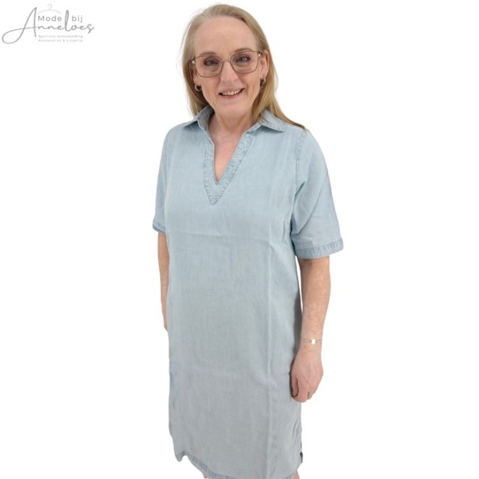 Z Blue Seven Jurk tencel polo Blauw